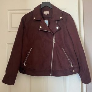 Loft Petite Faux Suede Moto Jacket
